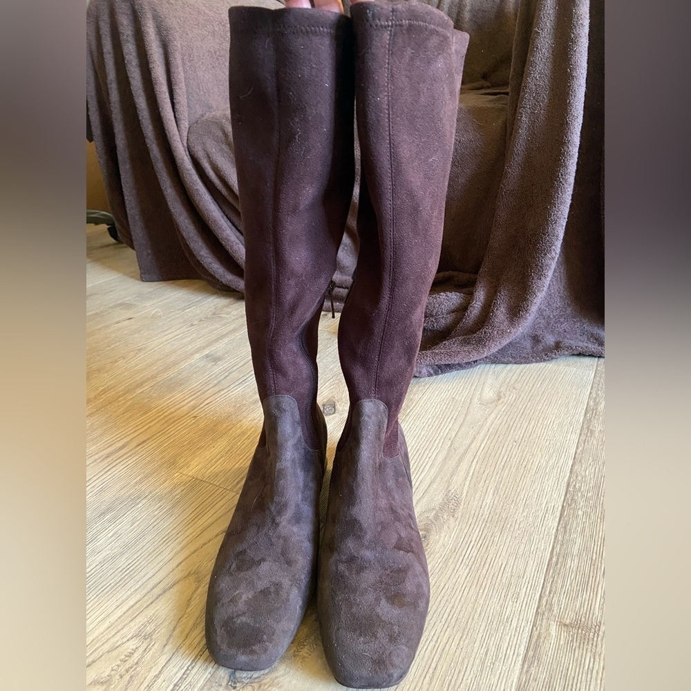 Donald J. Pliner Regina Dark Brown Suede Over the Knee Boots Womens Size 7 New - Picture 2 of 8